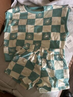 Kids Two-Piece Checker Sunset Matching Set